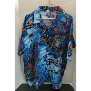Mens Gem Of the Caribbean Barbados Shirt By Carmen's VIBRANT UNDERWATER SCENE